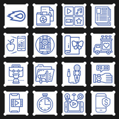 16 pack of previous  lineal web icons set