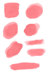 Set of watercolor stains, background. Pink colour. Drawn by hands. It can be used to design postcards, wedding invitations, social networks.