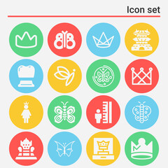 Fototapeta premium 16 pack of monarch filled web icons set