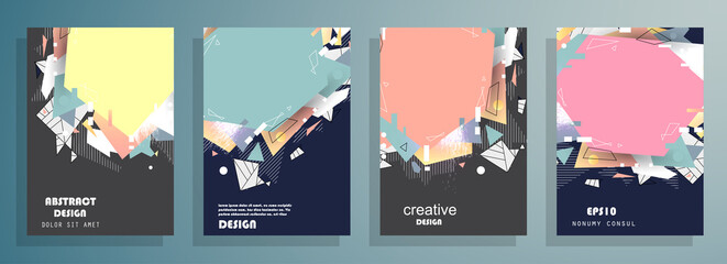 Modern abstract covers set. Abstract shapes composition. Futuristic minimal design. Eps10