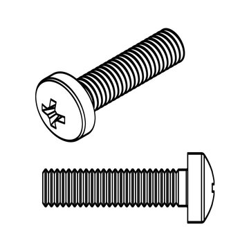 black and white screws isolated clip art preview