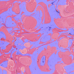 Naklejka premium Colorful marble ink texture on watercolor paper background. Marble stone image. Bath bomb effect. Psychedelic biomorphic art.