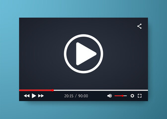 Video player template for web or mobile apps. Vector illustration