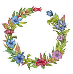 Wreath with colorful flowers on white backround for greeting cards or weddin invitations