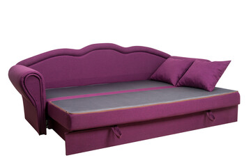 Purple sofa isolated on white background. Purple  sofa isolated on white include clipping path.