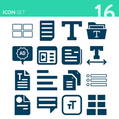 Simple set of 16 icons related to eliminated