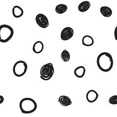 Dots seamless pattern. Hand drawn circles monochrome background texture.
