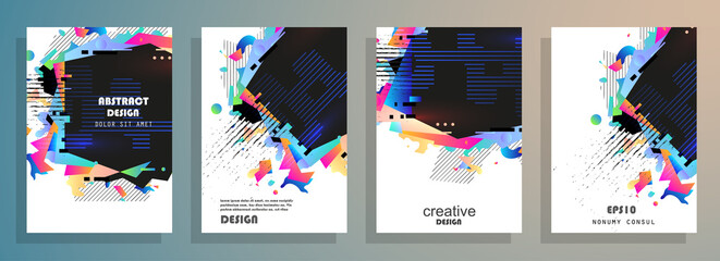 Modern abstract covers set. Abstract shapes composition. Futuristic minimal design. Eps10