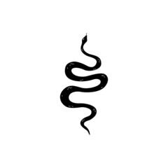 snake vector illustration, flat silhouette, black 