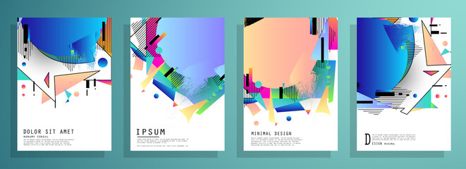 Modern abstract covers set. Abstract shapes composition. Futuristic minimal design. Eps10