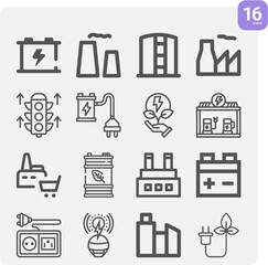 Simple set of watts related lineal icons.