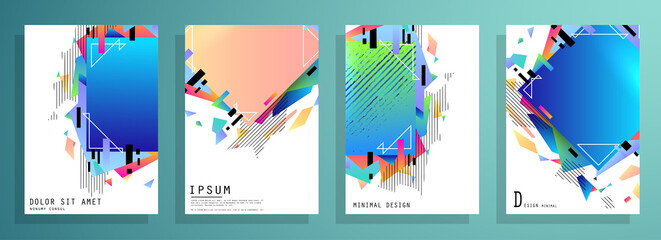 Modern abstract covers set. Abstract shapes composition. Futuristic minimal design. Eps10