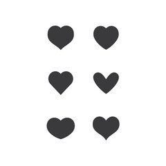 Heart icons collection. Vector designs in shape of hearts. Love , care and valentine's day symbol.