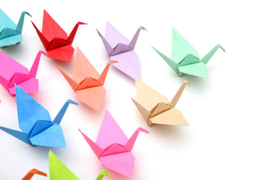 Origami crane birds