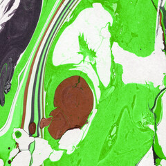 Colorful marble ink texture on watercolor paper background. Marble stone image. Bath bomb effect. Psychedelic biomorphic art.