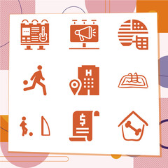 Simple set of 9 icons related to reception