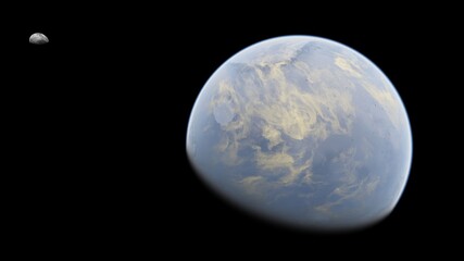 super-earth planet, realistic exoplanet, planet suitable for colonization, earth-like planet in far space, planets background 3d render