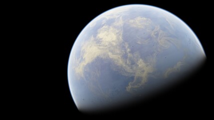 Naklejka na ściany i meble super-earth planet, realistic exoplanet, planet suitable for colonization, earth-like planet in far space, planets background 3d render