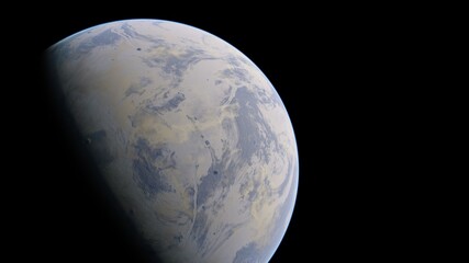 super-earth planet, realistic exoplanet, planet suitable for colonization, earth-like planet in far space, planets background 3d render