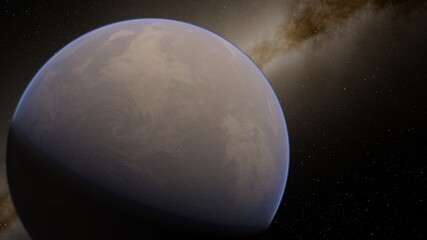super-earth planet, realistic exoplanet, planet suitable for colonization, earth-like planet in far space, planets background 3d render