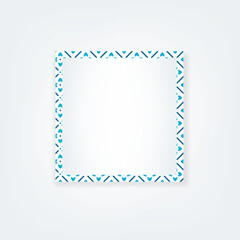 Photo frame. Blue arabesque tile border. Vector illustration, flat design