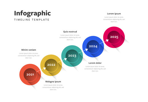 Timeline Layout with Colored Circles Design