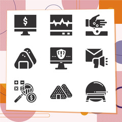 Simple set of 9 icons related to screen