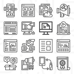 16 pack of controversy  lineal web icons set
