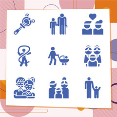 Fototapeta premium Simple set of 9 icons related to siblings