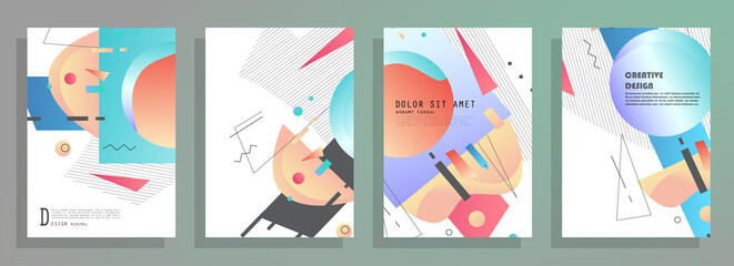 Artistic covers design. Creative colors backgrounds. Trendy futuristic design