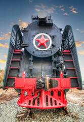 Retro soviet steam locomotive