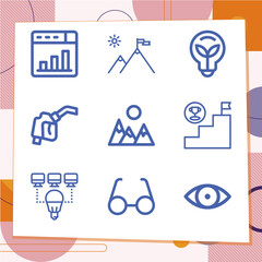 Simple set of 9 icons related to motivation