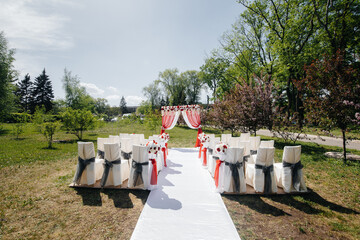 Modern decorated wedding arch, for wedding ceremony. Decor, wedding