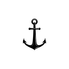 Black anchor vector simple icon. Nautical maritime illustration. sea