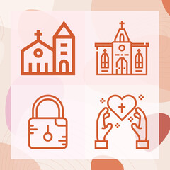 Simple set of protestant related lineal icons