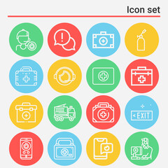 16 pack of parking brake  lineal web icons set