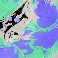 Colorful marble ink texture on watercolor paper background. Marble stone image. Bath bomb effect. Psychedelic biomorphic art.