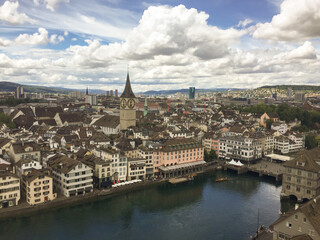 Fototapeta na wymiar Panoramic view from above to Zurich. Switzerland