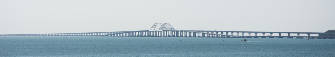 Crimean bridge across the Kerch Strait on a clear day