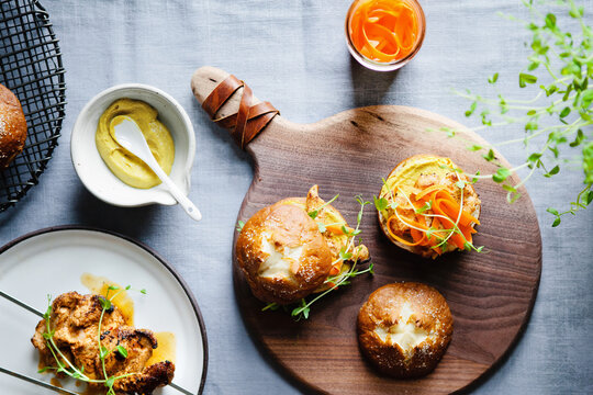 Grilled Chicken Sandwiches On Pretzel Buns