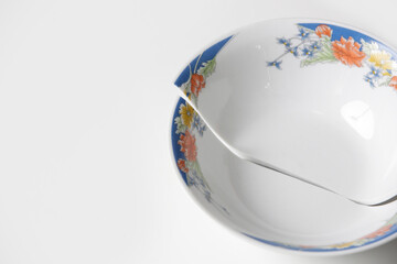 Broken bowl on the table