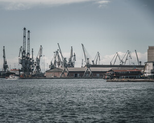 Fototapeta premium Thessaloniki Greece January 30, 2021: enjoying the silence in the industrial area of the city in the old port
