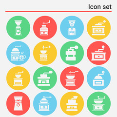 16 pack of grinder  filled web icons set
