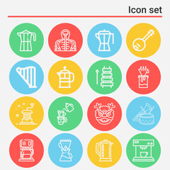 16 pack of instruments  lineal web icons set