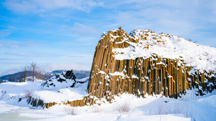 Rock organ pipes in winter time