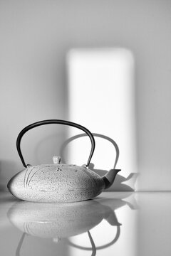 Teapot on kitchen counter