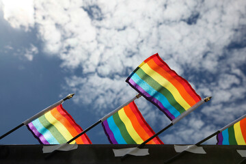 Gay pride flags in support of the LGBTQ community