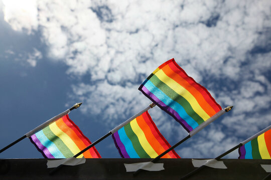 Gay pride flags in support of the LGBTQ community