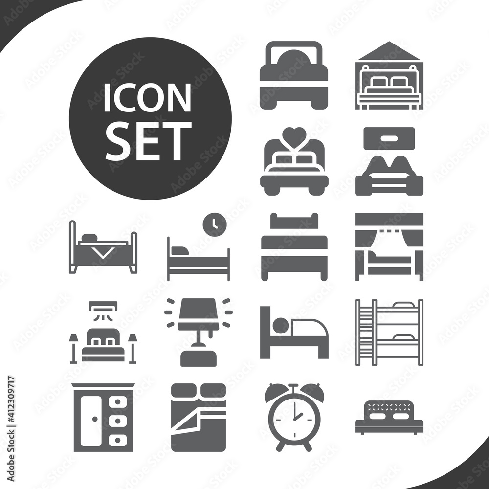 Wall mural Simple set of sleeping room related filled icons.