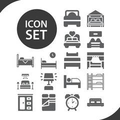 Simple set of sleeping room related filled icons.